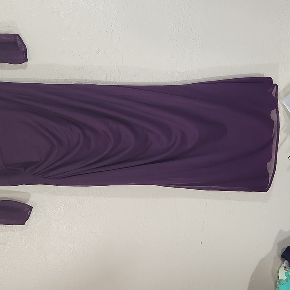 Adrianna Papell Plum Purple Sheer Fitted Dress SZ 6 - Picture 6 of 7